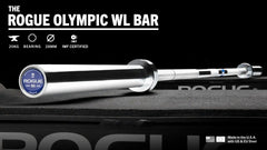 Rogue 28MM IWF Olympic Weightlifting Bar w/ Center Knurl - Bright Zinc